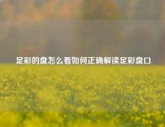 足彩的盘怎么看如何正确解读足彩盘口