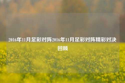 2016年11月足彩对阵2016年11月足彩对阵精彩对决回顾