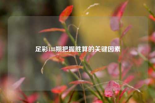 足彩188期把握胜算的关键因素