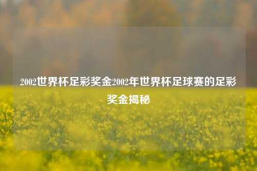 2002世界杯足彩奖金2002年世界杯足球赛的足彩奖金揭秘