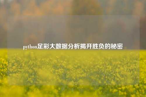 python足彩大数据分析揭开胜负的秘密
