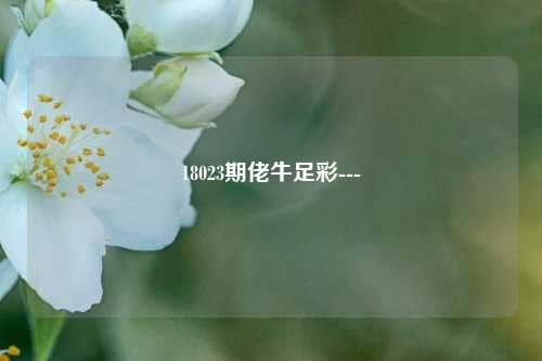 18023期佬牛足彩---