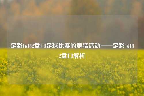 足彩16182盘口足球比赛的竞猜活动——足彩16182盘口解析