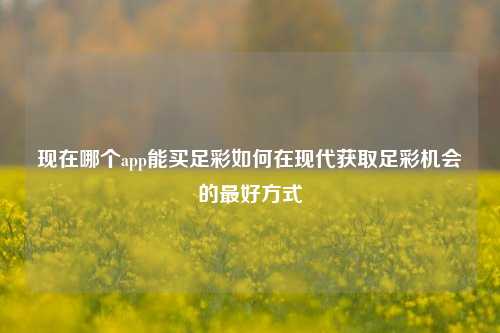 现在哪个app能买足彩如何在现代获取足彩机会的最好方式
