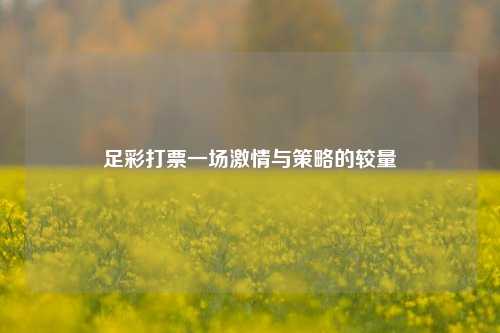 足彩打票一场激情与策略的较量