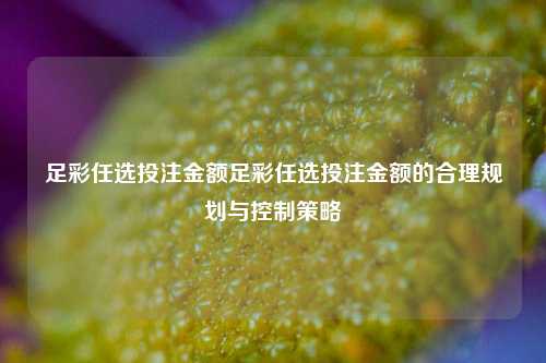 足彩任选投注金额足彩任选投注金额的合理规划与控制策略
