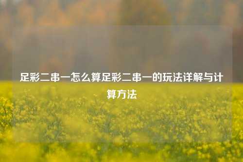 足彩二串一怎么算足彩二串一的玩法详解与计算方法