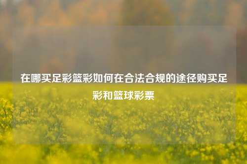 在哪买足彩篮彩如何在合法合规的途径购买足彩和篮球彩票
